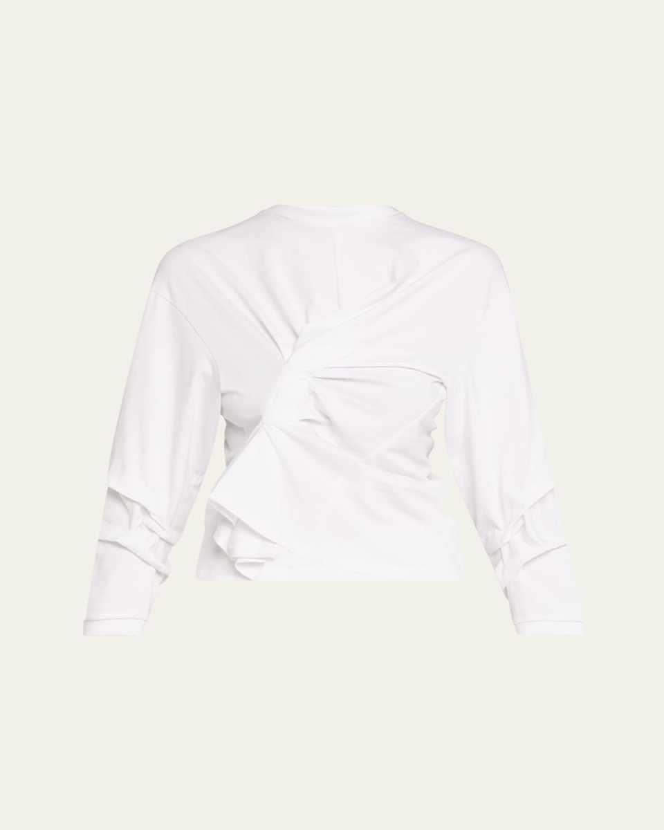 Long-Sleeve Knotted Jersey Top